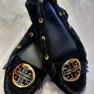 Tori Burch Black Suede Loafers SZ 6.5